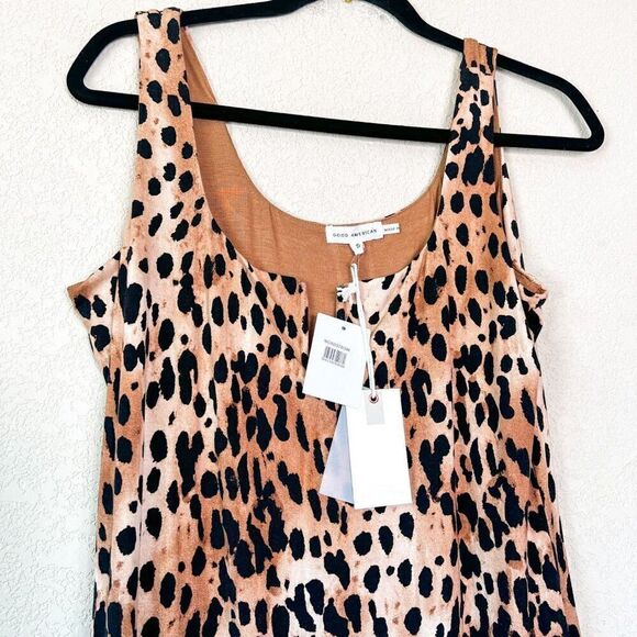 NWT! Good American Caramel Cheetah Body Con Midi Dress Size 5 XXL - Picture 2 of 4
